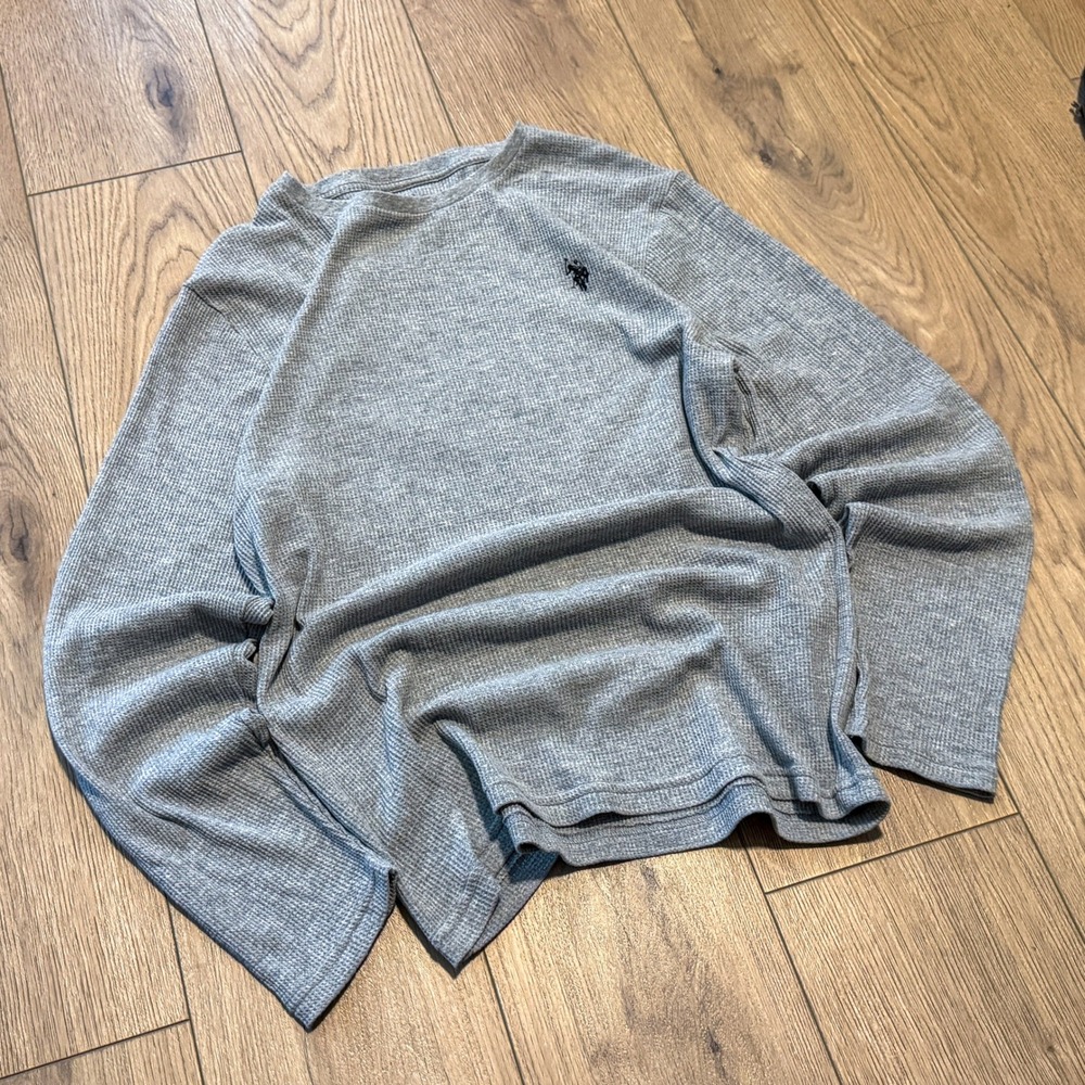 Vintage VTG Y2K 2000's 00's US Polo Assn Grey Waffle Thermal Long Sleeve Shirt